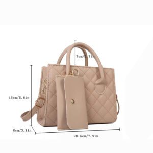 Sac Carré Double Poignée Matelassé À Losanges D'affaires Pour Femmes Et Étudiantes Débutantes, Légères Et Décontractées, Avec Porte-monnaie. Parfait Pour Le Travail, Le Collège, Les Affaires, Les Sorties Et Le Voyage, Sac Pour Femmes Avec Petite Bourse