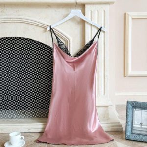 1 pièce Robe mini avec bretelles spaghetti sexy et dos nu pour femmes, nuisette en satin couleur unie confortable, convient pour un port quotidien, Halloween