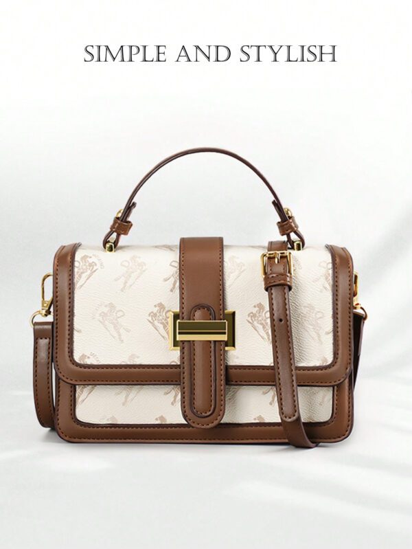 Sac fourre-tout vintage de grande capacité, sac à bandoulière de luxe en PU, sac à main et sac à main décontracté classique pour femme, sac tendance pour femme, sac d'inspiration rétro simple pour femme – Image 3