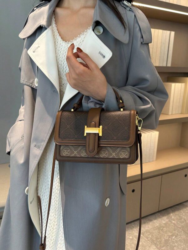 Sac fourre-tout vintage de grande capacité, sac à bandoulière de luxe en PU, sac à main et sac à main décontracté classique pour femme, sac tendance pour femme, sac d'inspiration rétro simple pour femme – Image 5