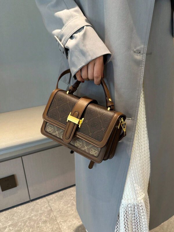 Sac fourre-tout vintage de grande capacité, sac à bandoulière de luxe en PU, sac à main et sac à main décontracté classique pour femme, sac tendance pour femme, sac d'inspiration rétro simple pour femme – Image 6
