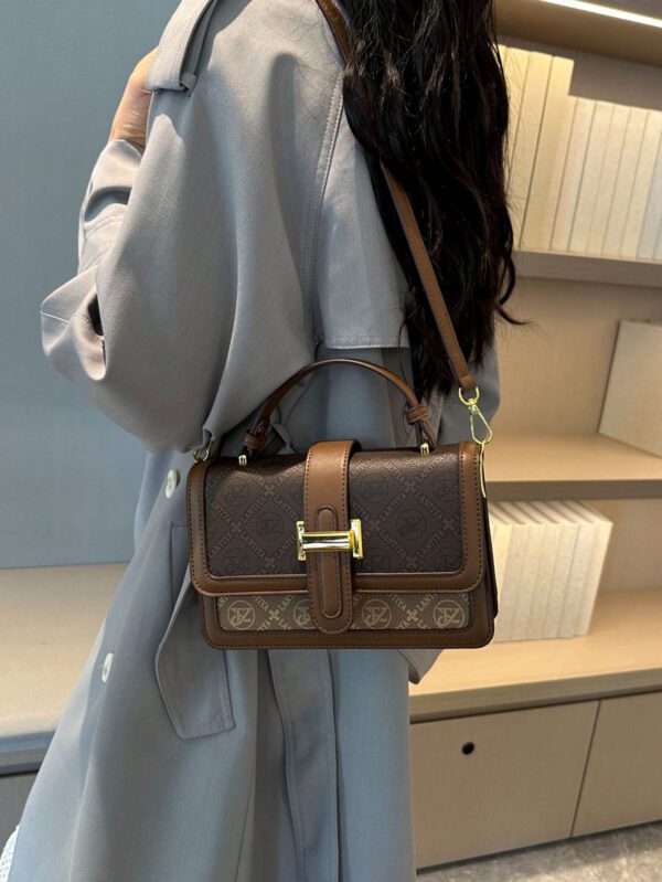 Sac fourre-tout vintage de grande capacité, sac à bandoulière de luxe en PU, sac à main et sac à main décontracté classique pour femme, sac tendance pour femme, sac d'inspiration rétro simple pour femme – Image 8