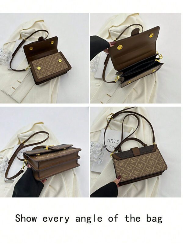 Sac fourre-tout vintage de grande capacité, sac à bandoulière de luxe en PU, sac à main et sac à main décontracté classique pour femme, sac tendance pour femme, sac d'inspiration rétro simple pour femme – Image 10