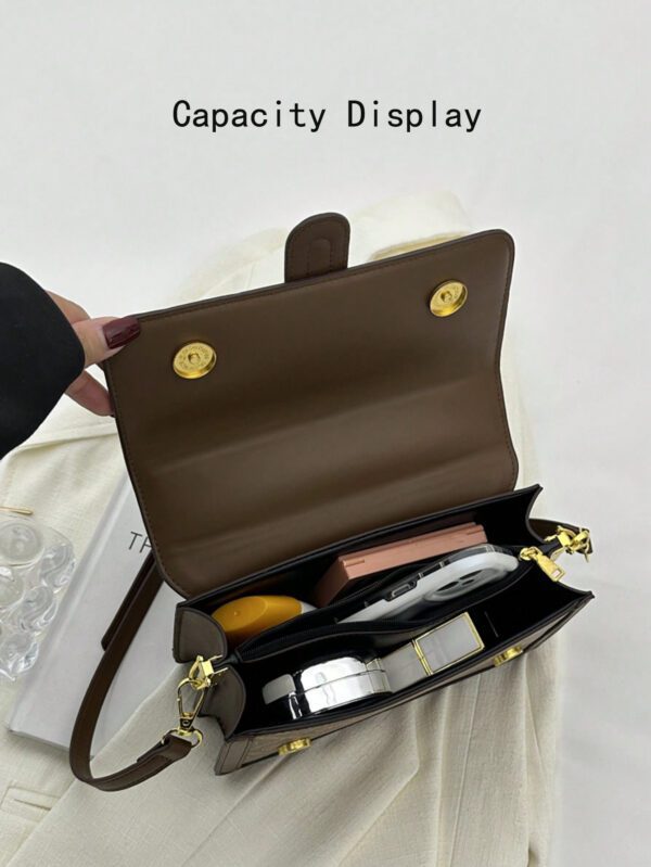 Sac fourre-tout vintage de grande capacité, sac à bandoulière de luxe en PU, sac à main et sac à main décontracté classique pour femme, sac tendance pour femme, sac d'inspiration rétro simple pour femme – Image 13
