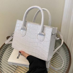 Mini sac carré léger et décontracté en relief géométrique pour adolescentes, femmes, étudiantes, recrues et cols blancs, parfait pour le bureau, l'université, le travail, les affaires, les déplacements, l'extérieur, les voyages, les sorties