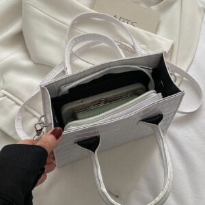 Mini sac carré léger et décontracté en relief géométrique pour adolescentes, femmes, étudiantes, recrues et cols blancs, parfait pour le bureau, l'université, le travail, les affaires, les déplacements, l'extérieur, les voyages, les sorties