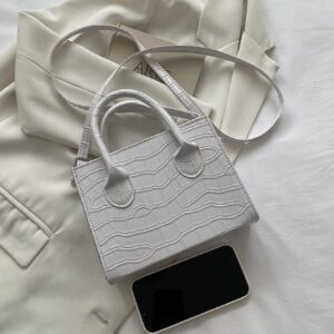 Mini sac carré léger et décontracté en relief géométrique pour adolescentes, femmes, étudiantes, recrues et cols blancs, parfait pour le bureau, l'université, le travail, les affaires, les déplacements, l'extérieur, les voyages, les sorties