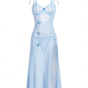 Robe de lingerie avec maille adhésive papillon pour la saison de mariage pour femmes