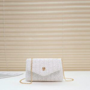 Sac d'épaule à rabat en chaîne tissée été mini à la mode pour femmes, peut être porté en bandoulière, adapté pour téléphone portable