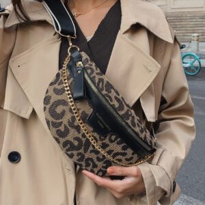 Sac à épaule et à taille décoré de chaîne vintage tendance des années 2000, imprimé pied-de-poule et léopard, sac tendance à imprimé léopard