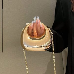 Sac à main en forme de boîte de lune croissante en acrylique, sac à bandoulière polyvalent à la mode, convient pour les rouges à lèvres, les écouteurs, etc. S'assortit parfaitement avec les tenues du Nouvel An et les robes de fête pour femmes.