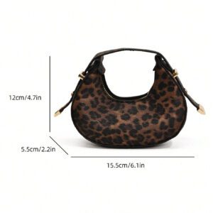 Mini sac à main mignon imprimé léopard pour femmes, sac tendance à demi-lune de haute qualité, sac fourre-tout tendance, porte-monnaie imprimé léopard tendance pour femmes, retour du léopard