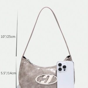 1 pièce Sac à bandoulière féminin à fermeture à glissière avec détail métallique vintage, à la mode pour un usage quotidien, funky et punk pour être porté dans la rue