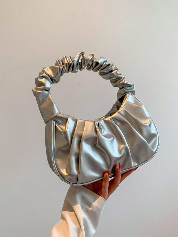 Sac à bandoulière plissé en forme de nuage rembourré Puffer Puffy Down Cloud, sac sous les bras en PU pliable couleur bonbon, sac à main et sac à main polyvalent et décontracté pour femme – Image 3
