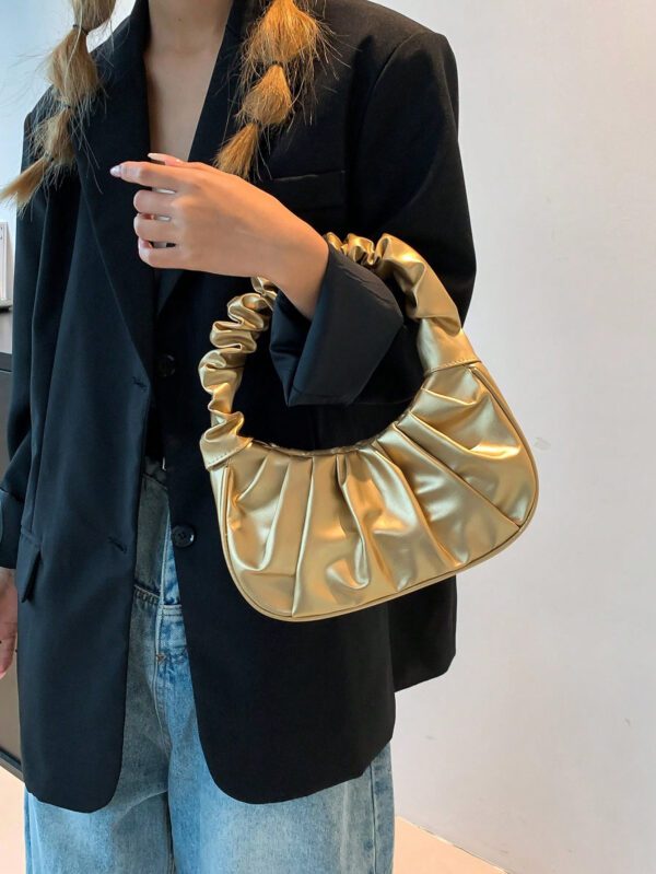 Sac à bandoulière plissé en forme de nuage rembourré Puffer Puffy Down Cloud, sac sous les bras en PU pliable couleur bonbon, sac à main et sac à main polyvalent et décontracté pour femme – Image 5