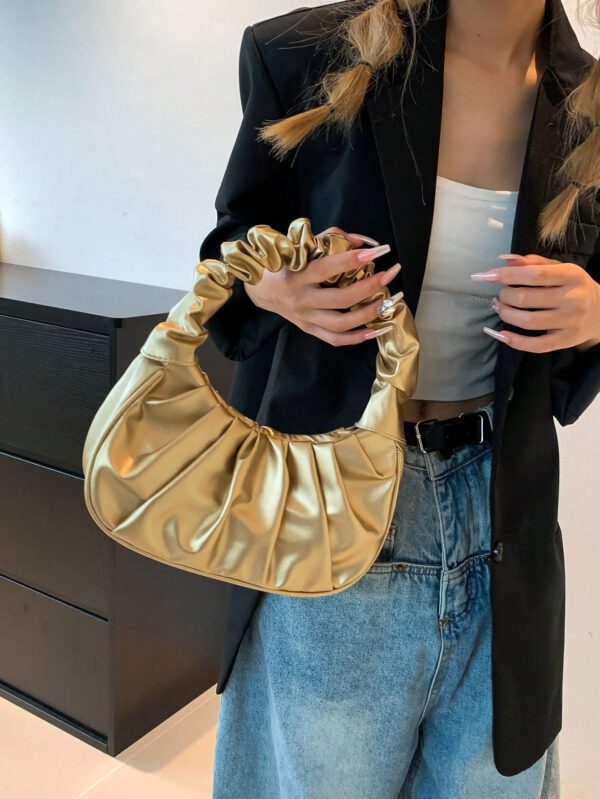 Sac à bandoulière plissé en forme de nuage rembourré Puffer Puffy Down Cloud, sac sous les bras en PU pliable couleur bonbon, sac à main et sac à main polyvalent et décontracté pour femme – Image 6