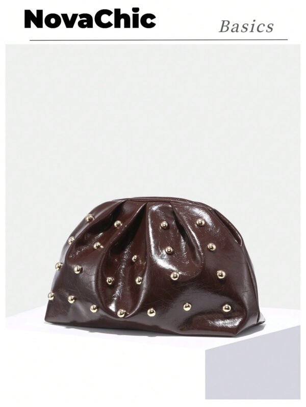 1 pièce Sac d'embrayage vintage minimaliste et mode, motif plissé nuage, grande capacité, convient pour un usage quotidien et les soirées – Image 7