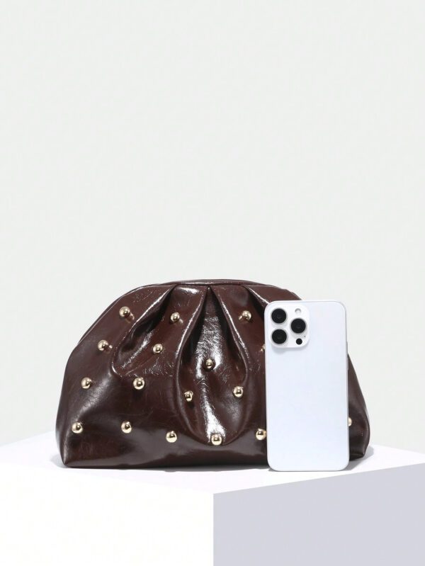 1 pièce Sac d'embrayage vintage minimaliste et mode, motif plissé nuage, grande capacité, convient pour un usage quotidien et les soirées – Image 8