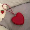 Porte-monnaie mignon en forme de cœur rouge, porte-monnaie kawaii avec sangle de poignet, Saint-Valentin