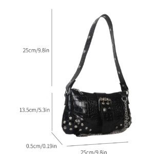 Sac à bandoulière moyen décoré d'un nœud, sac fourre-tout avec motif crocodile embossé et chaîne décorative, sac besace de luxe décoré d'un foulard, sac élégant pour femmes, sac à bandoulière, sac bandoulière croisée, sac à main