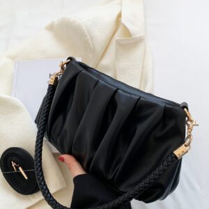 Sac vintage, sac d'hiver, sac à bandoulière en PU plissé à la mode, sac à main pour femmes, sac bandoulière, convient aux filles, étudiantes, employées de bureau, pour les déplacements, la tenue quotidienne, les loisirs, les courses, les voyages, les cadeaux