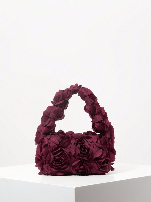 Sac de soirée élégant à motif rose, sac à main pour mariage et fête, porte-monnaie doux et délicat pour dame, cadeau de la Saint-Valentin pour les femmes (motif aléatoire) – Image 15