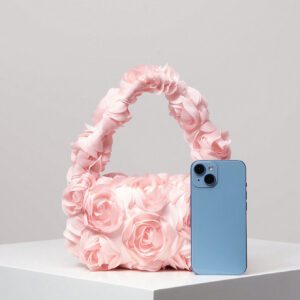 Sac de soirée élégant à motif rose, sac à main pour mariage et fête, porte-monnaie doux et délicat pour dame, cadeau de la Saint-Valentin pour les femmes (motif aléatoire)