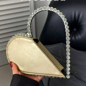 Nouveau sac de soirée de style classique de luxe pour femme. Élégant, polyvalent et à la mode, avec un design de sac à main en forme de cœur orné de strass. Peut contenir du rouge à lèvres, de la monnaie, un téléphone portable. Convient pour les fêtes, dîners, danses, mariages.