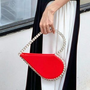 Nouveau sac de soirée de style classique de luxe pour femme. Élégant, polyvalent et à la mode, avec un design de sac à main en forme de cœur orné de strass. Peut contenir du rouge à lèvres, de la monnaie, un téléphone portable. Convient pour les fêtes, dîners, danses, mariages.