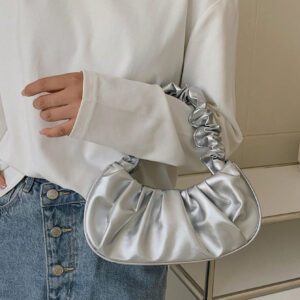 Nouveau sac nuage de grande valeur et à la mode, petit sac plissé à épaule unicolore, sac à main polyvalent à couleur unie pour femmes, sac à main à couleur unie pour femmes