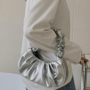 Nouveau sac nuage de grande valeur et à la mode, petit sac plissé à épaule unicolore, sac à main polyvalent à couleur unie pour femmes, sac à main à couleur unie pour femmes