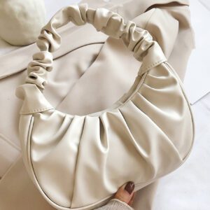 Nouveau sac nuage de grande valeur et à la mode, petit sac plissé à épaule unicolore, sac à main polyvalent à couleur unie pour femmes, sac à main à couleur unie pour femmes