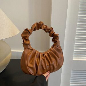 Nouveau sac nuage de grande valeur et à la mode, petit sac plissé à épaule unicolore, sac à main polyvalent à couleur unie pour femmes, sac à main à couleur unie pour femmes