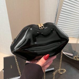 1 pièce Sac à bandoulière croisé femme unique en forme de lèvres brillant, petit sac en PU de mode