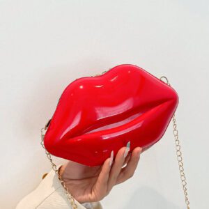 1 pièce Sac à bandoulière croisé femme unique en forme de lèvres brillant, petit sac en PU de mode