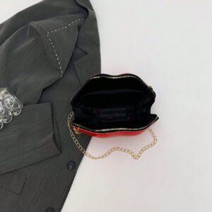 1 pièce Sac à bandoulière croisé femme unique en forme de lèvres brillant, petit sac en PU de mode