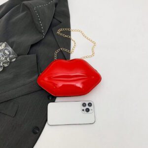 1 pièce Sac à bandoulière croisé femme unique en forme de lèvres brillant, petit sac en PU de mode