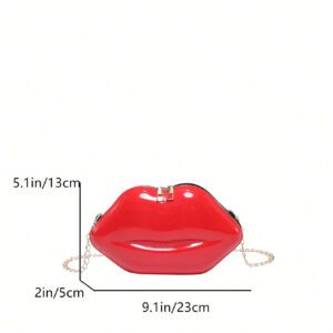 1 pièce Sac à bandoulière croisé femme unique en forme de lèvres brillant, petit sac en PU de mode