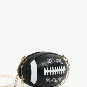 SHEIN ICON Sacs bandoulière pour femmes, tendance, personnalité, simple, polyvalent, de rue, doux et cool pour les filles, chaudes, Y2K, forme de rugby, imprimé lettres, noir et blanc, pour adolescentes