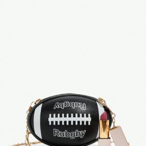 SHEIN ICON Sacs bandoulière pour femmes, tendance, personnalité, simple, polyvalent, de rue, doux et cool pour les filles, chaudes, Y2K, forme de rugby, imprimé lettres, noir et blanc, pour adolescentes