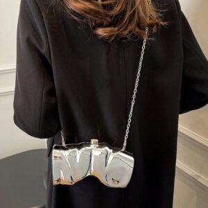 Sac de soirée asymétrique en acrylique de couleur unie, robe de soirée, sac à main porté à l'épaule en forme de fer à cheval