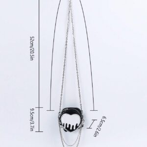 ROMWE Goth 1 pièce Sac bandoulière avec chaîne de perles noires et motif cœur brillant