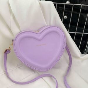Sac d'épaule mini de couleur unie en forme de cœur, style mode décontracté pour la Saint-Valentin pour femmes