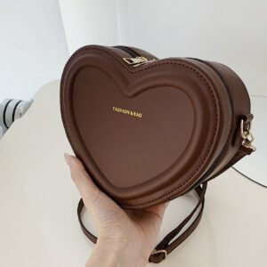 Sac d'épaule mini de couleur unie en forme de cœur, style mode décontracté pour la Saint-Valentin pour femmes
