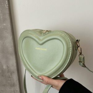 Sac d'épaule mini de couleur unie en forme de cœur, style mode décontracté pour la Saint-Valentin pour femmes