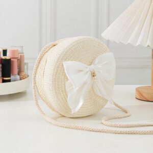 YL Mini sac à bandoulière en toile tressée kaki avec accessoires de nœud papillon. Sac à main tendance avec nœud papillon pour femmes pour la Saint-Valentin