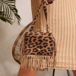 SHEIN SXY Sac à bandoulière croisé marron à imprimé léopard tendance pour femmes, sac à imprimé guépard tendance pour le retour du léopard
