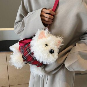 Mini sac à bandoulière en peluche de chien de teckel de dessin animé au design original, convient aux étudiants diplômés, adolescentes, étudiants de première, deuxième, troisième et quatrième année, collège et lycée. Parfait pour l'extérieur, les voyages, la rentrée scolaire, les vacances, les achats, les étudiantes, le travail, les déplacements, l'extérieur, les voyages, les sorties. Sac de chien saucisse, idées de cadeaux de Noël créatifs