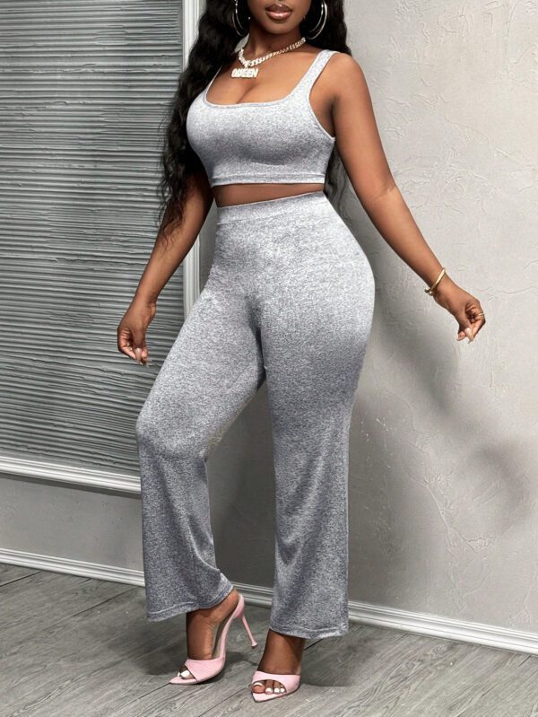 SHEIN Slayr Débardeur Raccourci Uni Et Pantalon À Jambe Droite