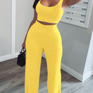 SHEIN Slayr Débardeur Raccourci Uni Et Pantalon À Jambe Droite